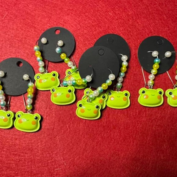 Happy Frog Earrings (With Gauge Friendly Hooks) - Picture 1 of 1